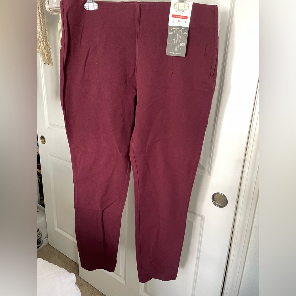 Joules Hepworth Stretch Trouser in Burgundy NWT 14